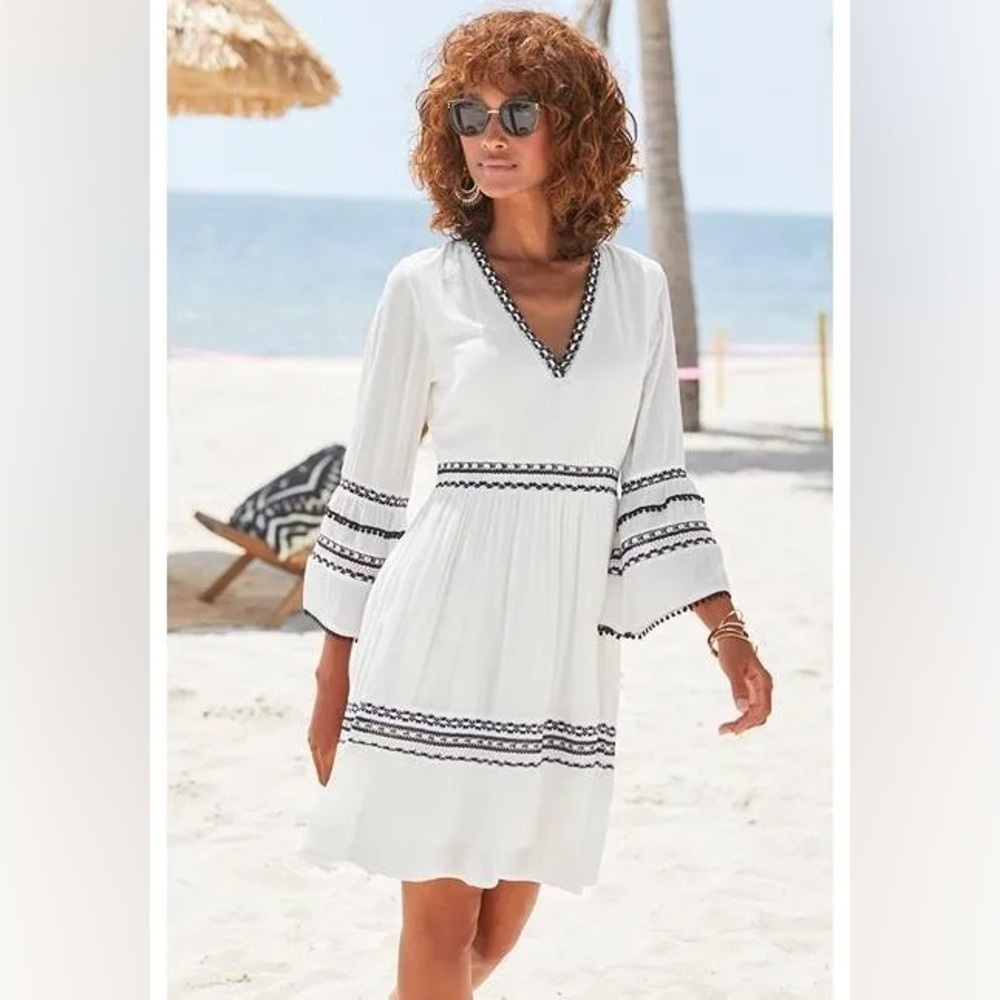 White Dress with Black Trim